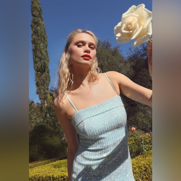 Lulus XL Remarkable Radiance Light Blue Iridescent Sequin Maxi Dress - Picture 8 of 12